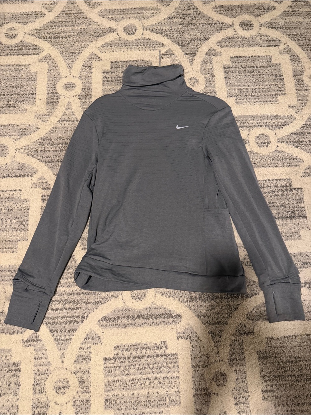 Nike Grey Long-Sleeve Turtleneck Performance Top